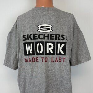 Vintage 90s Skechers T Shirt Mens Size XL Grey Shoes Made To Last Double Sided